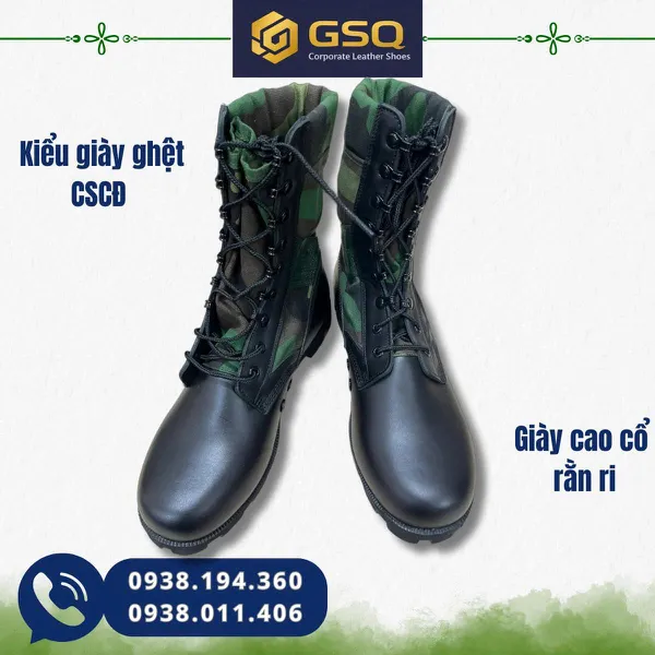 GIÀY BỐT DA CAO CỔ RẰN RI CHẤT LIỆU VẢI KẾT HỢP DA BÒ CAO CẤP 034