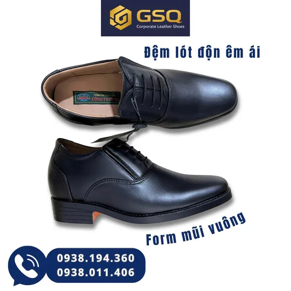 GIÀY TÂY LƯỜI TĂNG CHIỀU CAO GIÚP PHÁI MẠNH TĂNG 7CM MÃ 535A-CAO MÀU ĐEN, ĐẾ PU CHỐNG MÀI MÒN TỐT