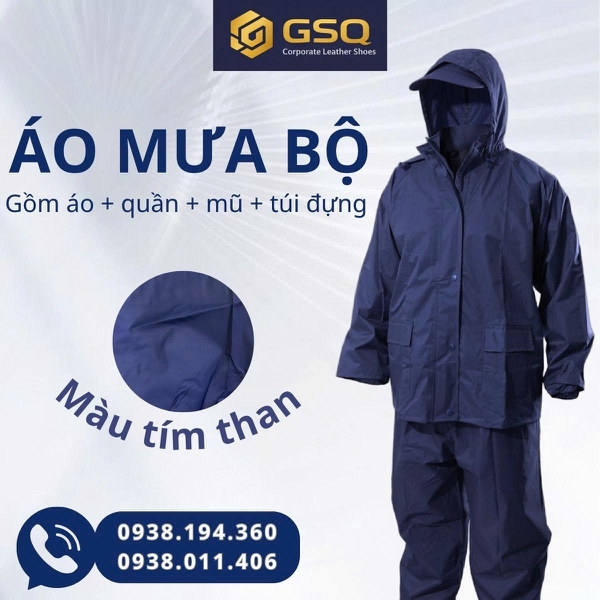 Bộ Áo Mưa Màu Tím Than Cao Cấp, Bền, Chống Mưa Siêu Tốt - Sản Phẩm Của Công Ty Cổ Phần 26