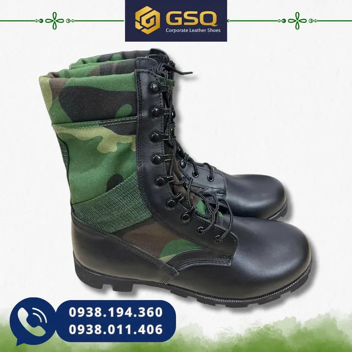 GIÀY BỐT DA CAO CỔ RẰN RI CHẤT LIỆU VẢI KẾT HỢP DA BÒ CAO CẤP 034