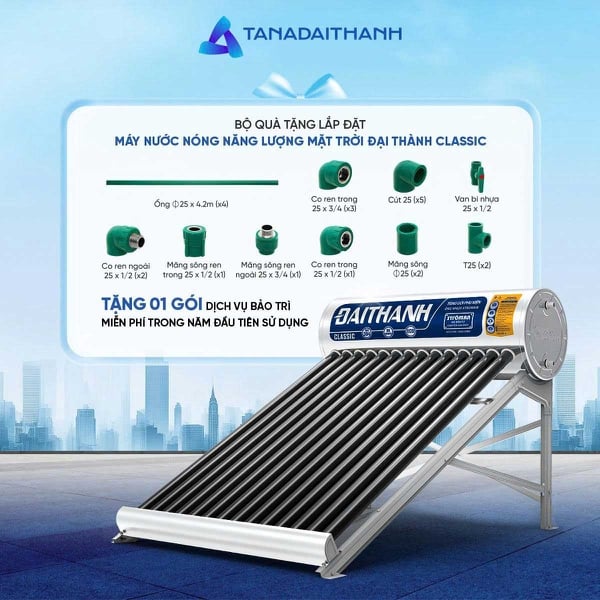 Máy nước nóng NLMT Đại Thành 160L F58 Classic