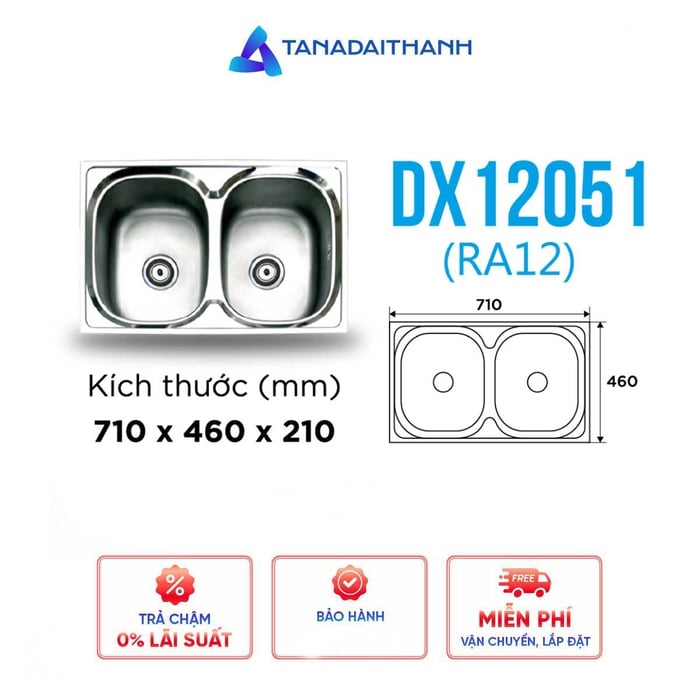 Chậu rửa Đại Thành ĐX12051 (RA 12)