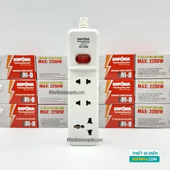 Ổ Cắm Điện 3 Lỗ Lõi Sứ Không Dây 2200W Có Công Tắc 3M-0 SOPOKA