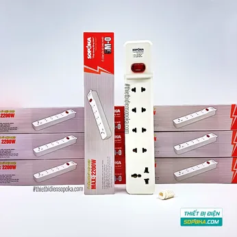 Ổ Cắm Điện 5 Lỗ Lõi Sứ Không Dây 2200W Có Công Tắc 5M-0 SOPOKA