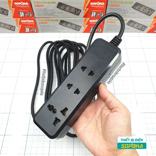 SOPOKA Ổ Cắm Điện 3 Lỗ 2200W Lõi Sứ Chịu Nhiệt Chống Va Đập 3K3 / 3K5