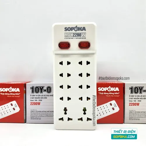 Ổ Cắm Điện 10 Lỗ 2200W Không Dây Lõi Sứ 10Y-0 SOPOKA