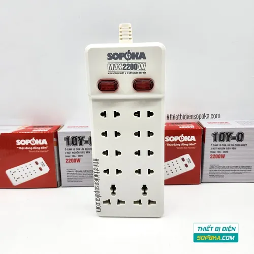 Ổ Cắm Điện 10 Lỗ 2200W Không Dây Lõi Sứ 10Y-0 SOPOKA