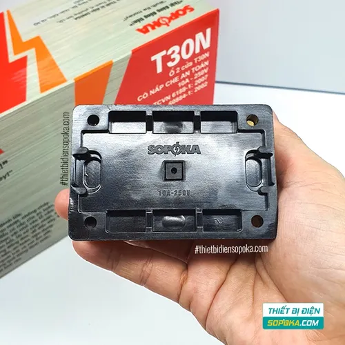 Ổ Cắm 2 Lỗ Gắn Táp Lô Có Nắp Che 2200W 10A T30N SOPOKA