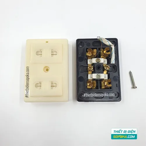 Ổ Cắm 2 Lỗ Gắn Táp Lô Có Nắp Che 2200W 10A T30N SOPOKA