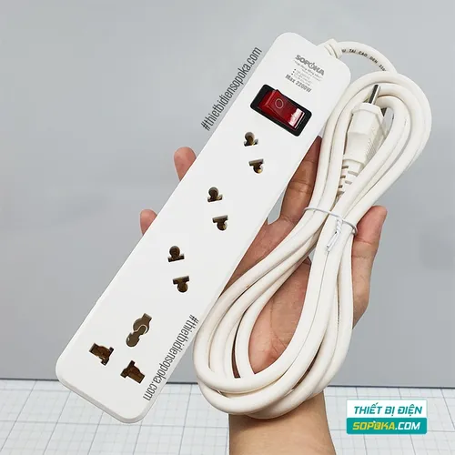 Ổ Cắm Điện 4 Lỗ Chéo Lõi Chịu Nhiệt 2200W 10A 4A2 SOPOKA