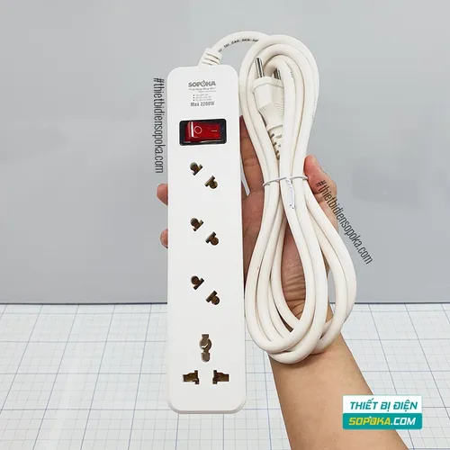 Ổ Cắm Điện 4 Lỗ Chéo Lõi Chịu Nhiệt 2200W 10A 4A2 SOPOKA