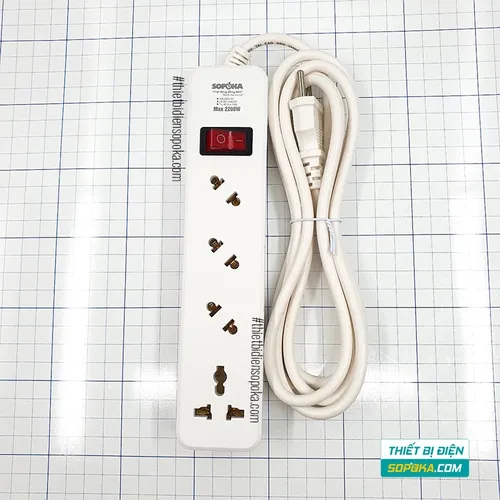 Ổ Cắm Điện 4 Lỗ Chéo Lõi Chịu Nhiệt 2200W 10A 4A2 SOPOKA