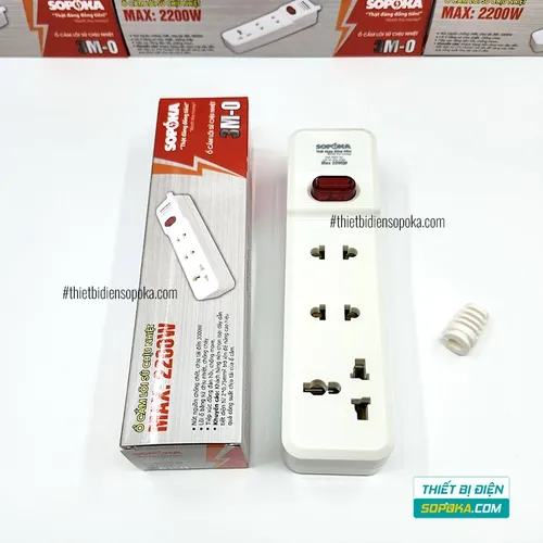 Ổ Cắm Điện 3 Lỗ Lõi Sứ Không Dây 2200W Có Công Tắc 3M-0 SOPOKA