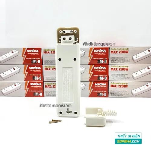 Ổ Cắm Điện 3 Lỗ Lõi Sứ Không Dây 2200W Có Công Tắc 3M-0 SOPOKA