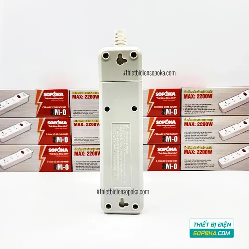 Ổ Cắm Điện 3 Lỗ Lõi Sứ Không Dây 2200W Có Công Tắc 3M-0 SOPOKA