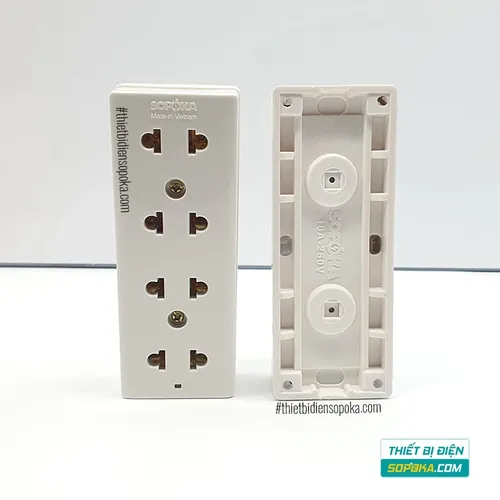 Ổ Cắm Điện 4 Lỗ Gắn Tường – Gắn Táp Lô 2200W 10A E25 SOPOKA