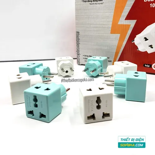 Đầu Nối Phích Cắm Chia Điện 2 Lỗ 3 Chấu Đa Năng 2200W 10A P15 SOPOKA