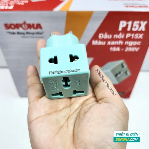 Đầu Nối Phích Cắm Chia Điện 2 Lỗ 3 Chấu Đa Năng 2200W 10A P15 SOPOKA