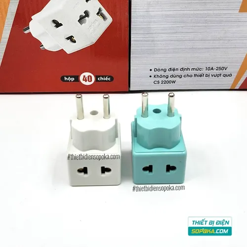 Đầu Nối Phích Cắm Chia Điện 2 Lỗ 3 Chấu Đa Năng 2200W 10A P15 SOPOKA