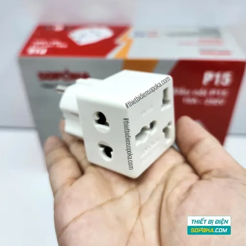 Đầu Nối Phích Cắm Chia Điện 2 Lỗ 3 Chấu Đa Năng 2200W 10A P15 SOPOKA