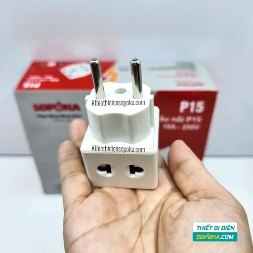 Đầu Nối Phích Cắm Chia Điện 2 Lỗ 3 Chấu Đa Năng 2200W 10A P15 SOPOKA