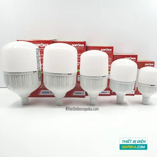 Bóng Đèn LED Trụ Tròn Sáng Trắng 20–60W 85–265V H20W-T/H30W-T/H40W-T/H50W-T/H60W-T SOPOKA