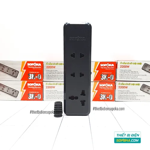 Ổ Cắm Điện 3 Lỗ Lõi Sứ Không Dây 2200W 10A 3K-0 SOPOKA