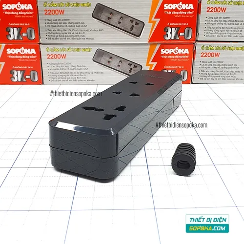 Ổ Cắm Điện 3 Lỗ Lõi Sứ Không Dây 2200W 10A 3K-0 SOPOKA