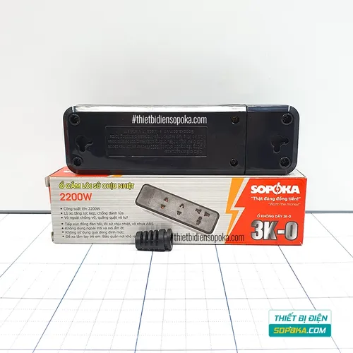 Ổ Cắm Điện 3 Lỗ Lõi Sứ Không Dây 2200W 10A 3K-0 SOPOKA
