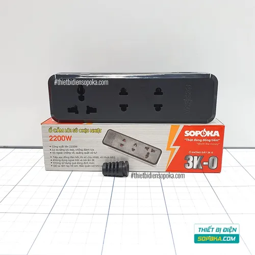 Ổ Cắm Điện 3 Lỗ Lõi Sứ Không Dây 2200W 10A 3K-0 SOPOKA