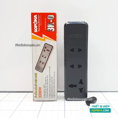 Ổ Cắm Điện 3 Lỗ Lõi Sứ Không Dây 2200W 10A 3K-0 SOPOKA