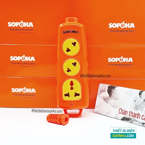 Ổ Cắm Điện 6000W 3 Lỗ Chéo Không Dây 30A 3S-6000W+C SOPOKA
