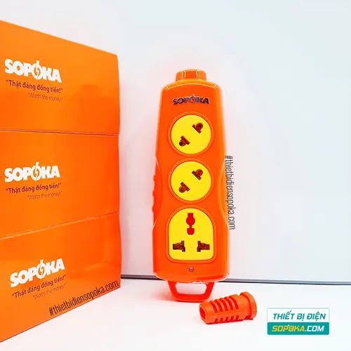 Ổ Cắm Điện 6000W 3 Lỗ Chéo Không Dây 30A 3S-6000W+C SOPOKA