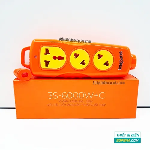 Ổ Cắm Điện 6000W 3 Lỗ Chéo Không Dây 30A 3S-6000W+C SOPOKA