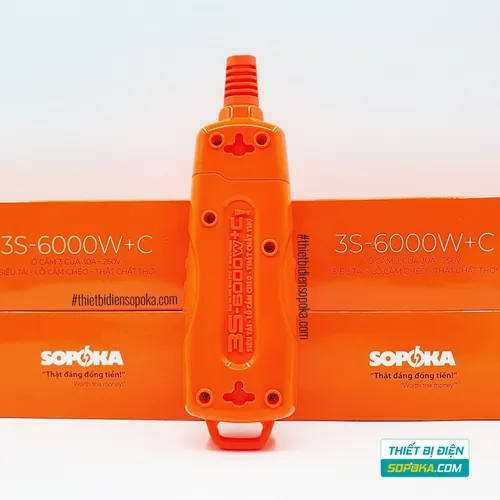 Ổ Cắm Điện 6000W 3 Lỗ Chéo Không Dây 30A 3S-6000W+C SOPOKA