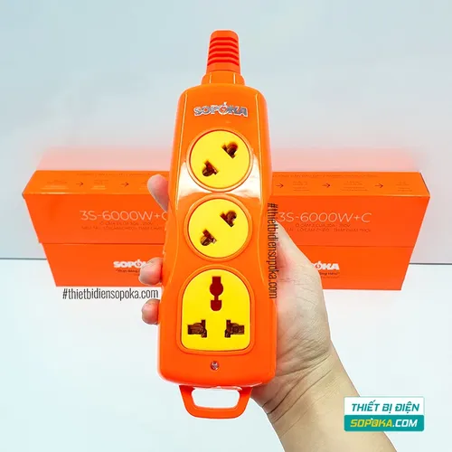 Ổ Cắm Điện 6000W 3 Lỗ Chéo Không Dây 30A 3S-6000W+C SOPOKA