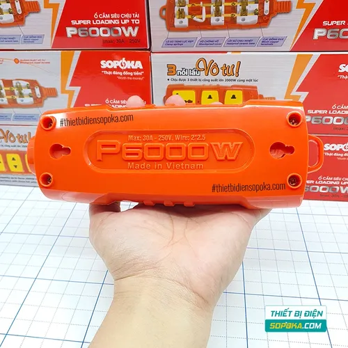 Ổ Cắm Điện 3 Lỗ 6000W Lõi Sứ Không Dây P6000W SOPOKA