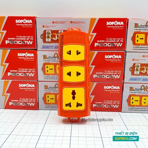 Ổ Cắm Điện 3 Lỗ 6000W Lõi Sứ Không Dây P6000W SOPOKA