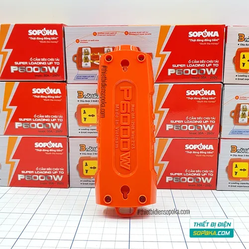 Ổ Cắm Điện 3 Lỗ 6000W Lõi Sứ Không Dây P6000W SOPOKA