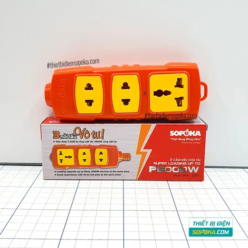 Ổ Cắm Điện 3 Lỗ 6000W Lõi Sứ Không Dây P6000W SOPOKA