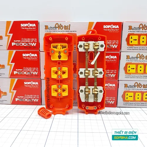Ổ Cắm Điện 3 Lỗ 6000W Lõi Sứ Không Dây P6000W SOPOKA