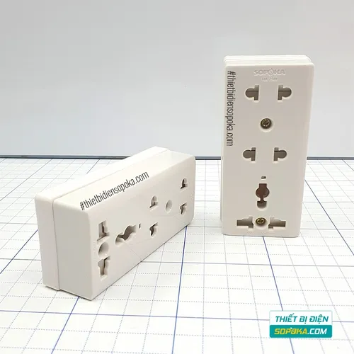 Ổ Cắm Điện 3 Lỗ Gắn Táp Lô Có Nắp Che E15N SOPOKA