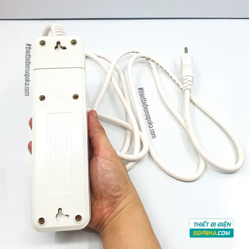 Ổ Cắm Điện 3 Lỗ Lõi Sứ Có Dây Và Công Tắc 2200W 10A 3M2 SOPOKA