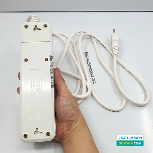 Ổ Cắm Điện 3 Lỗ Lõi Sứ Có Dây Và Công Tắc 2200W 10A 3M2 SOPOKA