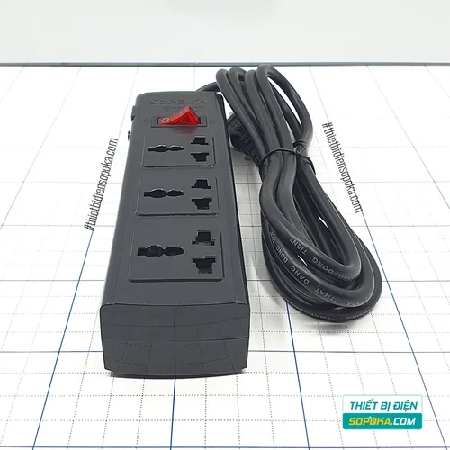 Ổ Cắm Điện 3 Lỗ Lõi Sứ Chống Cháy Tự Ngắt Quá Tải 2200W 10A 3T SOPOKA