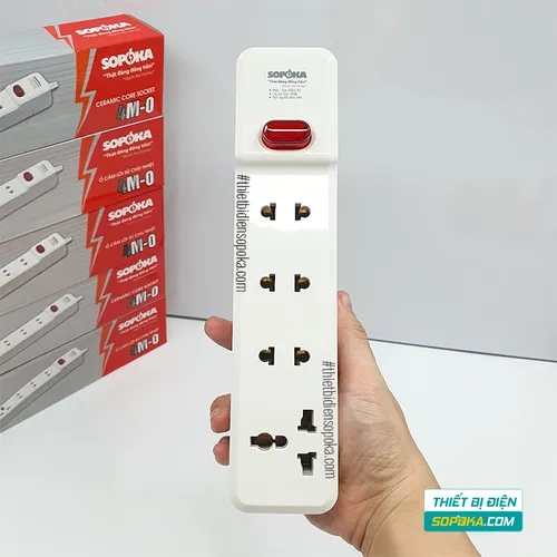 Ổ Cắm Điện 4 Lỗ Lõi Sứ Không Dây 2200W Có Công Tắc 4M-0 SOPOKA