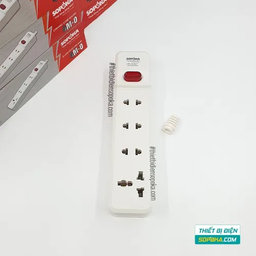 Ổ Cắm Điện 4 Lỗ Lõi Sứ Không Dây 2200W Có Công Tắc 4M-0 SOPOKA