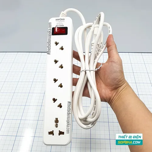 Ổ Cắm Điện 5 Lỗ Chéo 2200W 10A 5A2 SOPOKA
