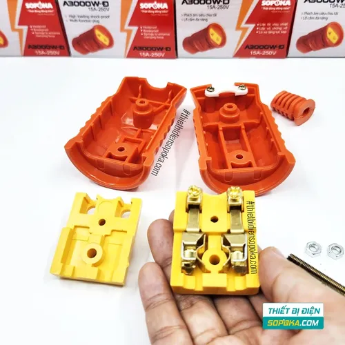 Phích Cắm Điện Âm Siêu Chịu Tải 3000W 15A 220V A3000W-Đ SOPOKA