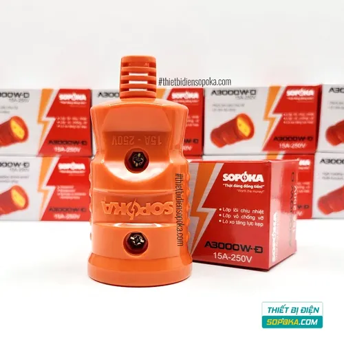 Phích Cắm Điện Âm Siêu Chịu Tải 3000W 15A 220V A3000W-Đ SOPOKA